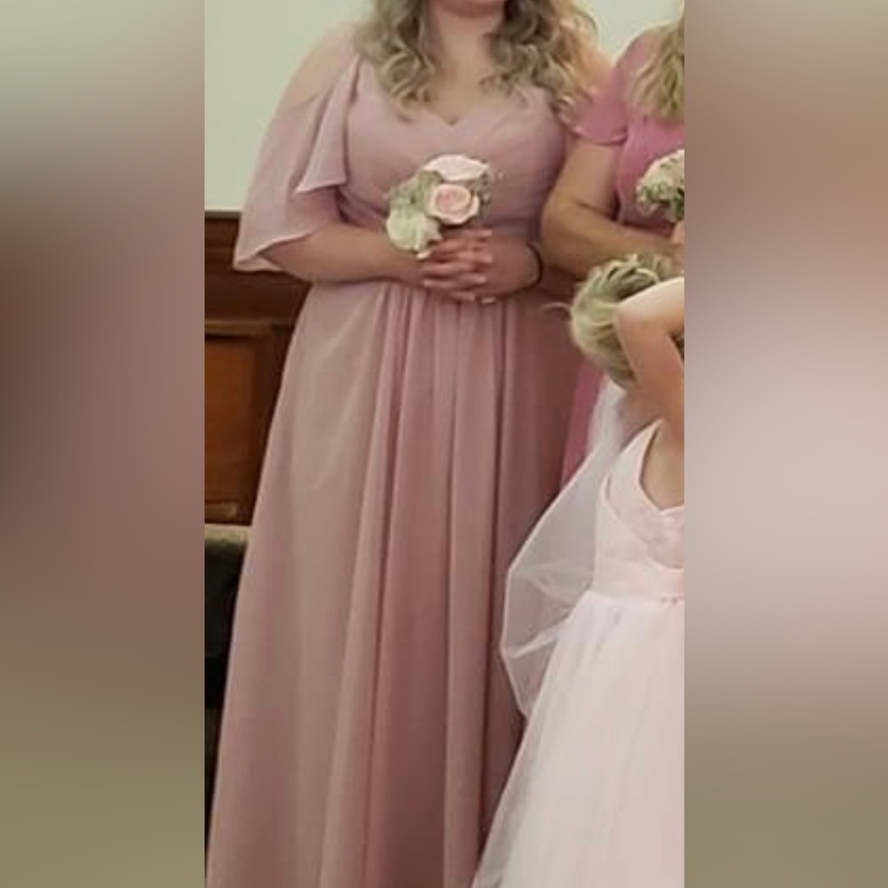 Blush Pink chiffon bridesmaids dress size 14 corset back vnaix bridal